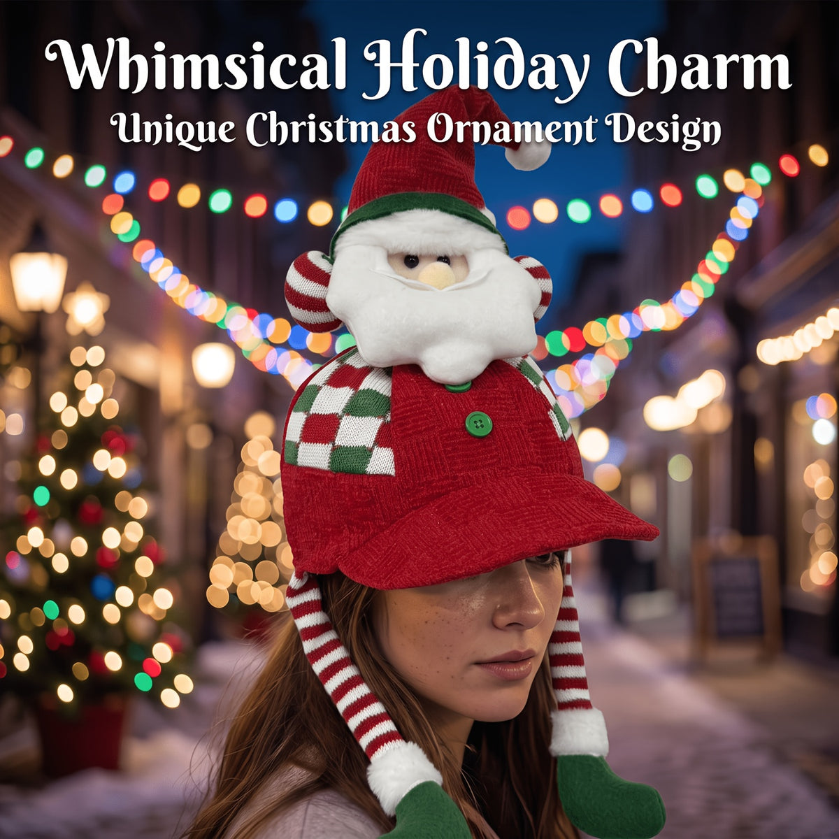 Cozy 3D Christmas Knit Hat – Fun Snowman & Reindeer Design