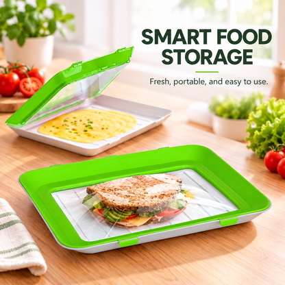 🍓 Portable Snack Tray with Stretch Lid – Snack Anywhere! 🥨