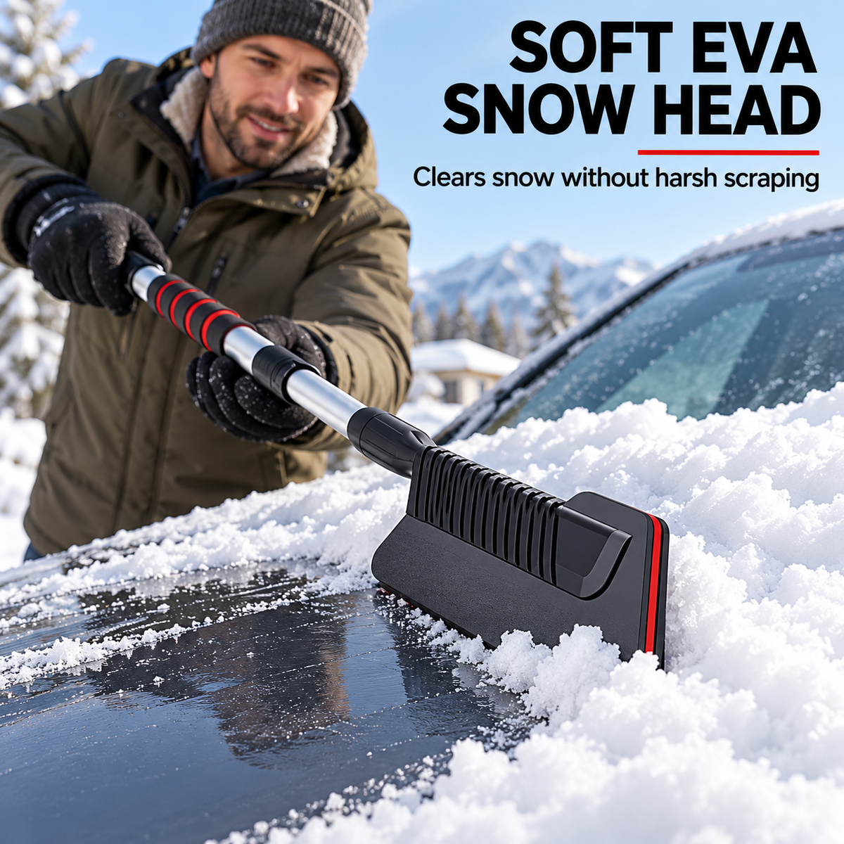 3-in-1 Extendable Car Snow Brush & Ice Scraper
