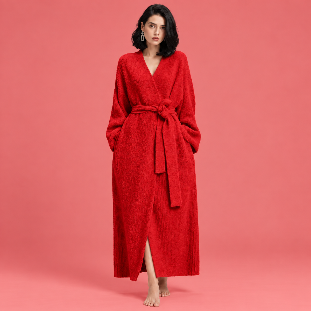 Women’s Long Plush Fleece Robe – Cozy Winter Loungewear
