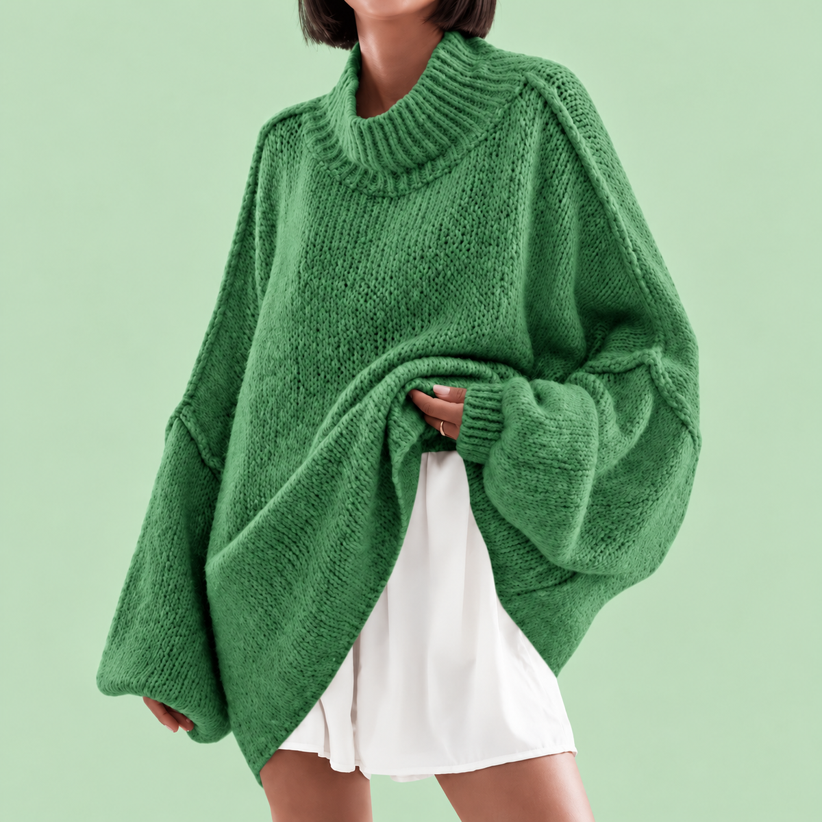 🍂 Oversized Batwing Sleeve Knit Sweater – Effortless Fall Style! 💕