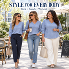 Women’s 3/4 Sleeve V-Neck Dressy Casual Top