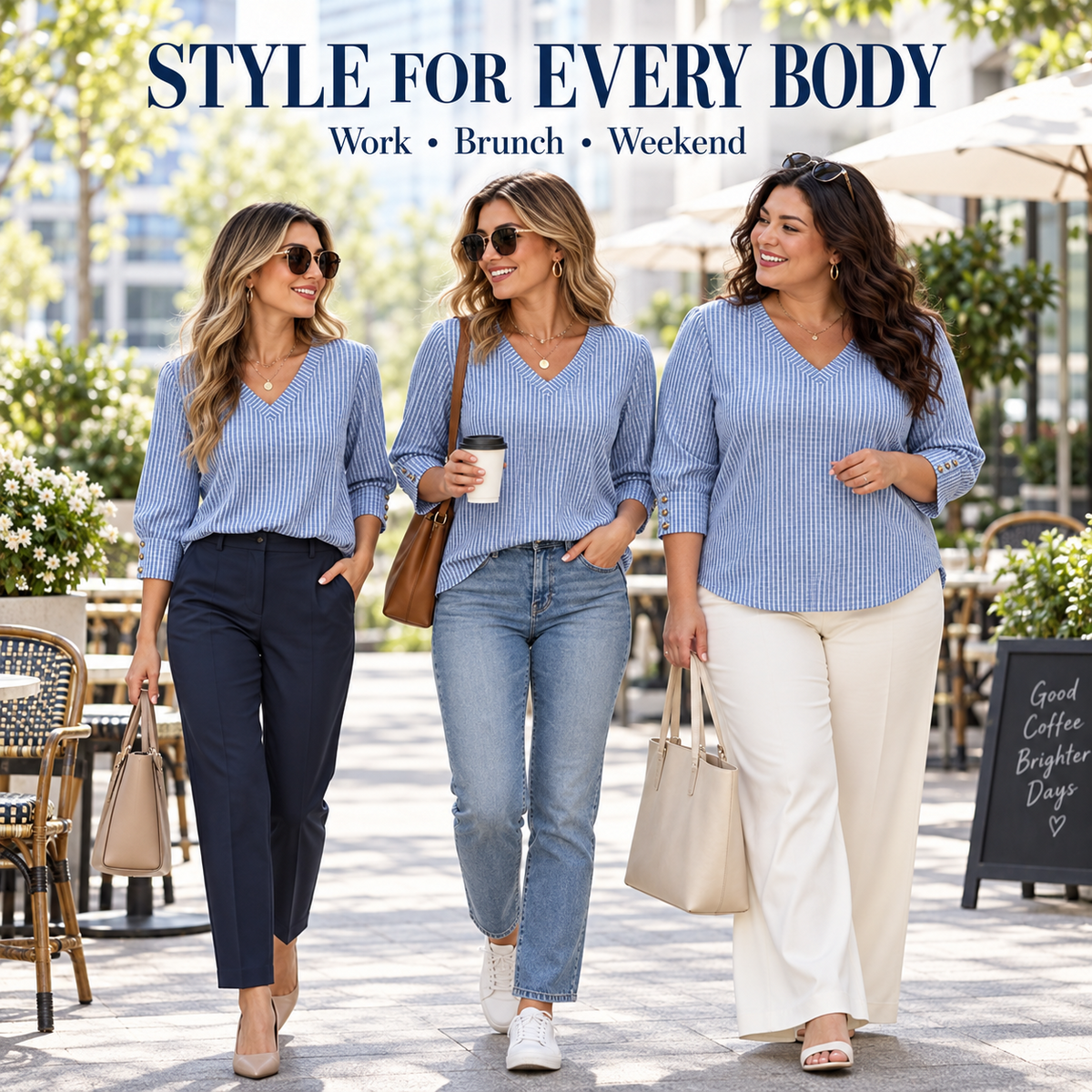 Women’s 3/4 Sleeve V-Neck Dressy Casual Top
