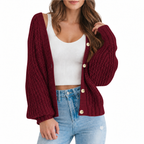 Women’s Chunky Knit V-Neck Button Cardigan