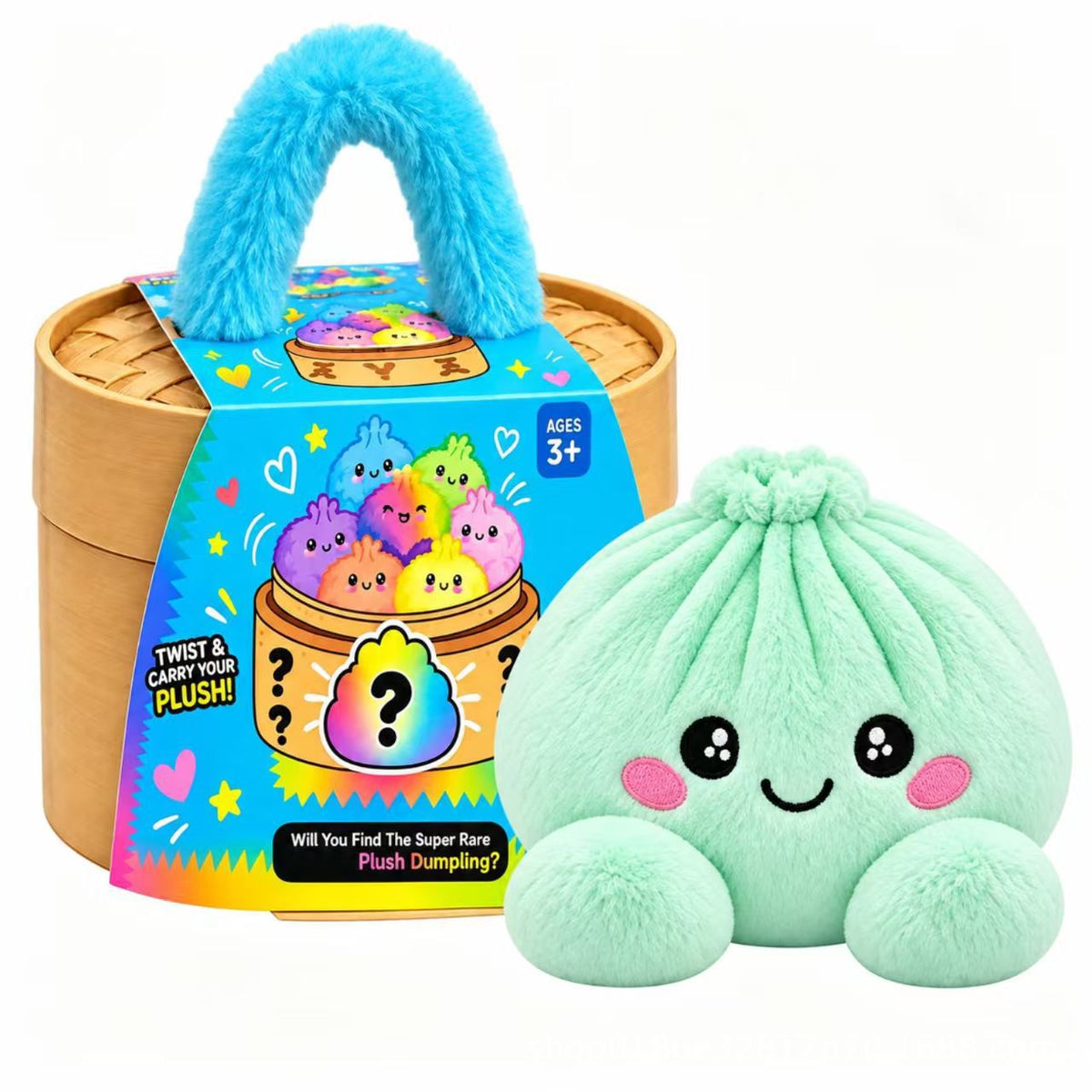 🥟 Cute Dumpling Plush Toy – Soft & Slow-Rebound Stress Relief Stuffed Animal with Bamboo Steamer Case🌈