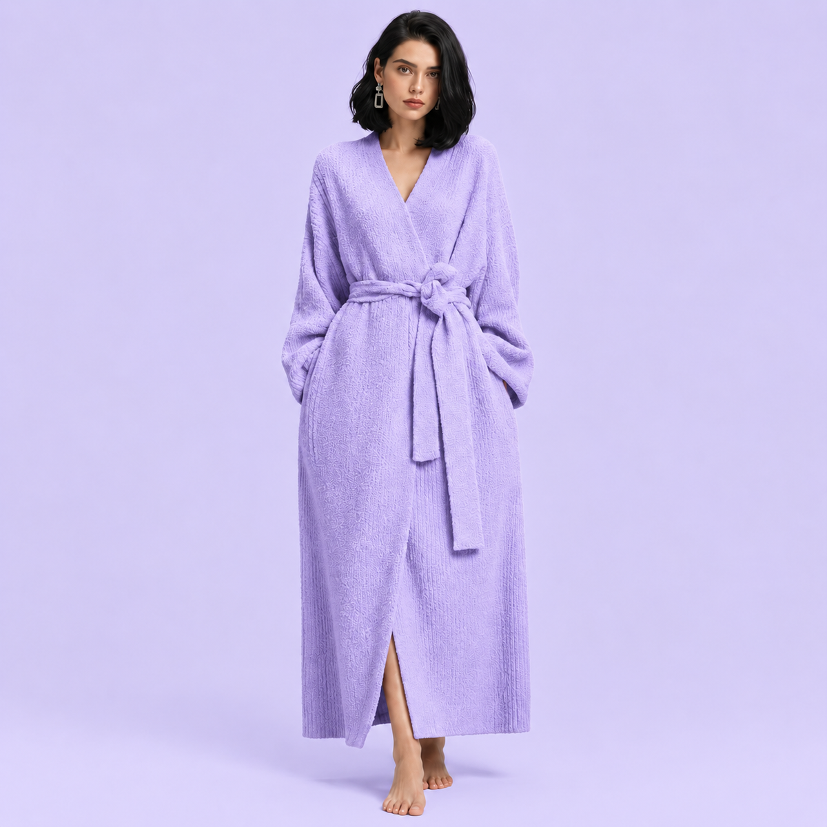 Women’s Long Plush Fleece Robe – Cozy Winter Loungewear