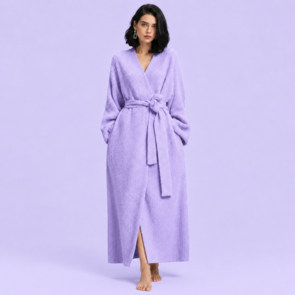 Women’s Long Plush Fleece Robe – Cozy Winter Loungewear