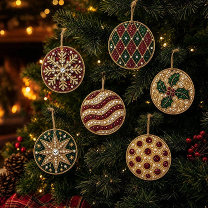 🎄🦌 6-Pack Christmas Diamond Painting Ornament Kit | Make Beautiful Hand‑Made Decorations🎁