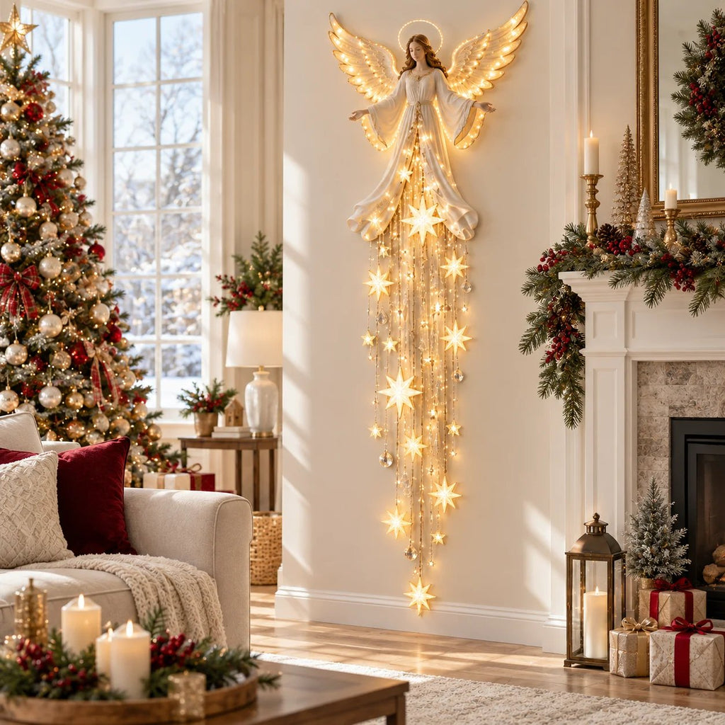 Angel Blessing Starfall Wall Light – Heavenly Christmas Wall Decor