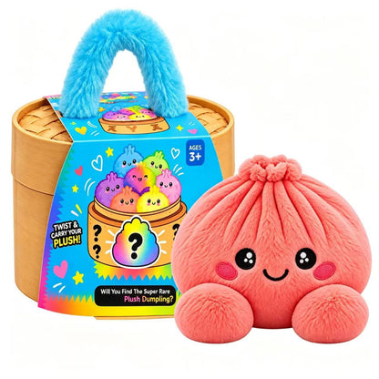 🥟 Cute Dumpling Plush Toy – Soft & Slow-Rebound Stress Relief Stuffed Animal with Bamboo Steamer Case🌈