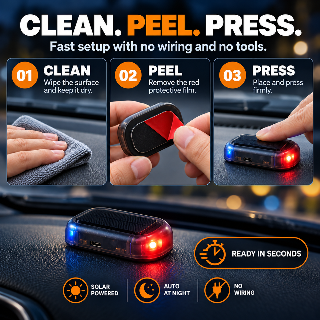 🚗Solar Powered Car Anti-Theft Warning Light
