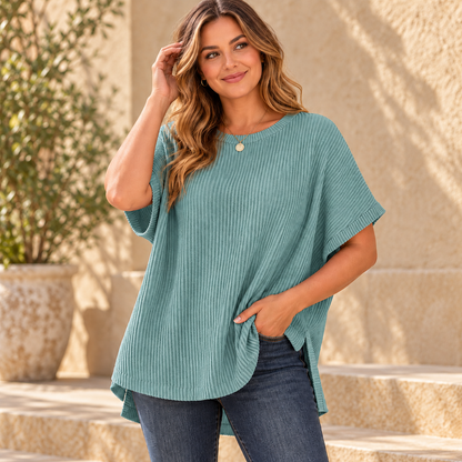 💕Women's Oversized Cotton Knit Top – Flattering Loose Fit🍂