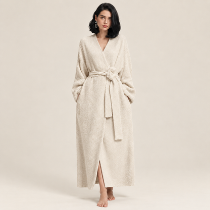 Women’s Long Plush Fleece Robe – Cozy Winter Loungewear