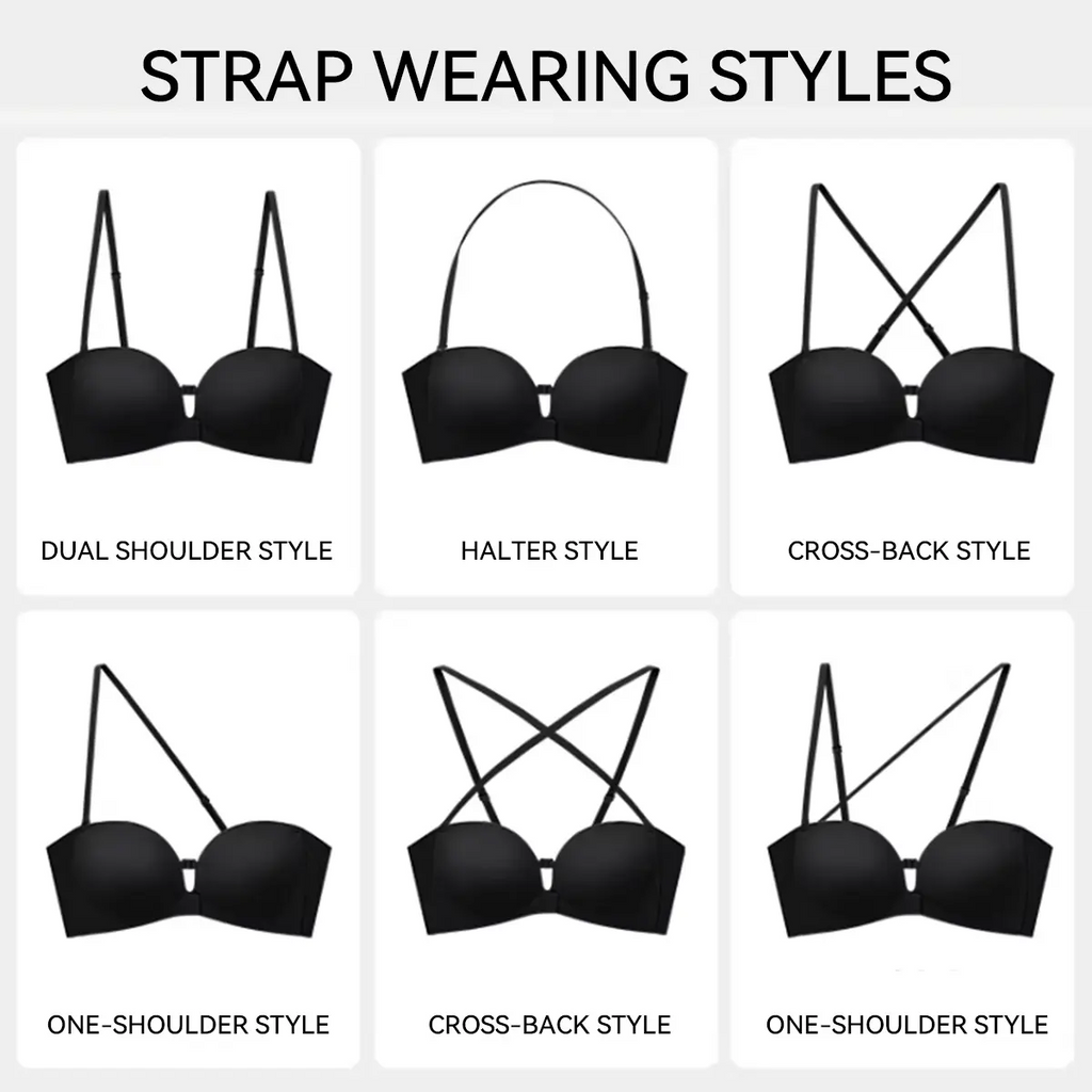 Strapless Front Closure Bra Wireless Push Up Padded Non Slip Tube Jelly Bra