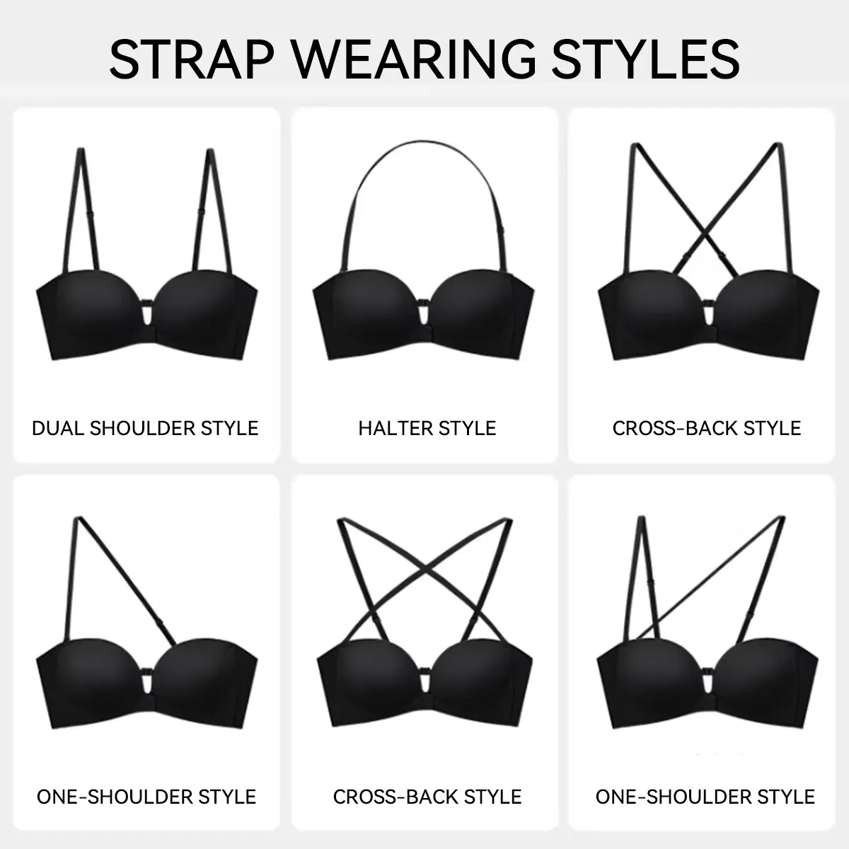 Strapless Front Closure Bra Wireless Push Up Padded Non Slip Tube Jelly Bra