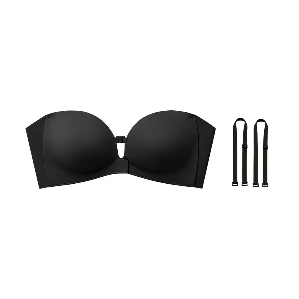 Strapless Front Closure Bra Wireless Push Up Padded Non Slip Tube Jelly Bra