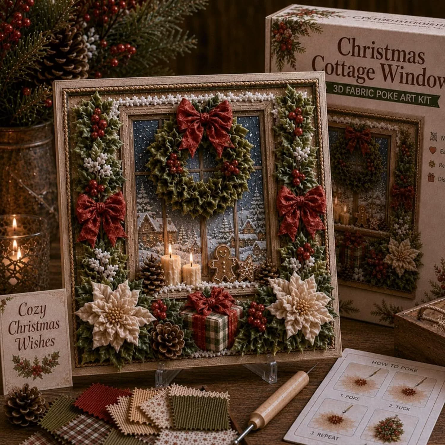 3D Christmas Fabric Poke Art Kit