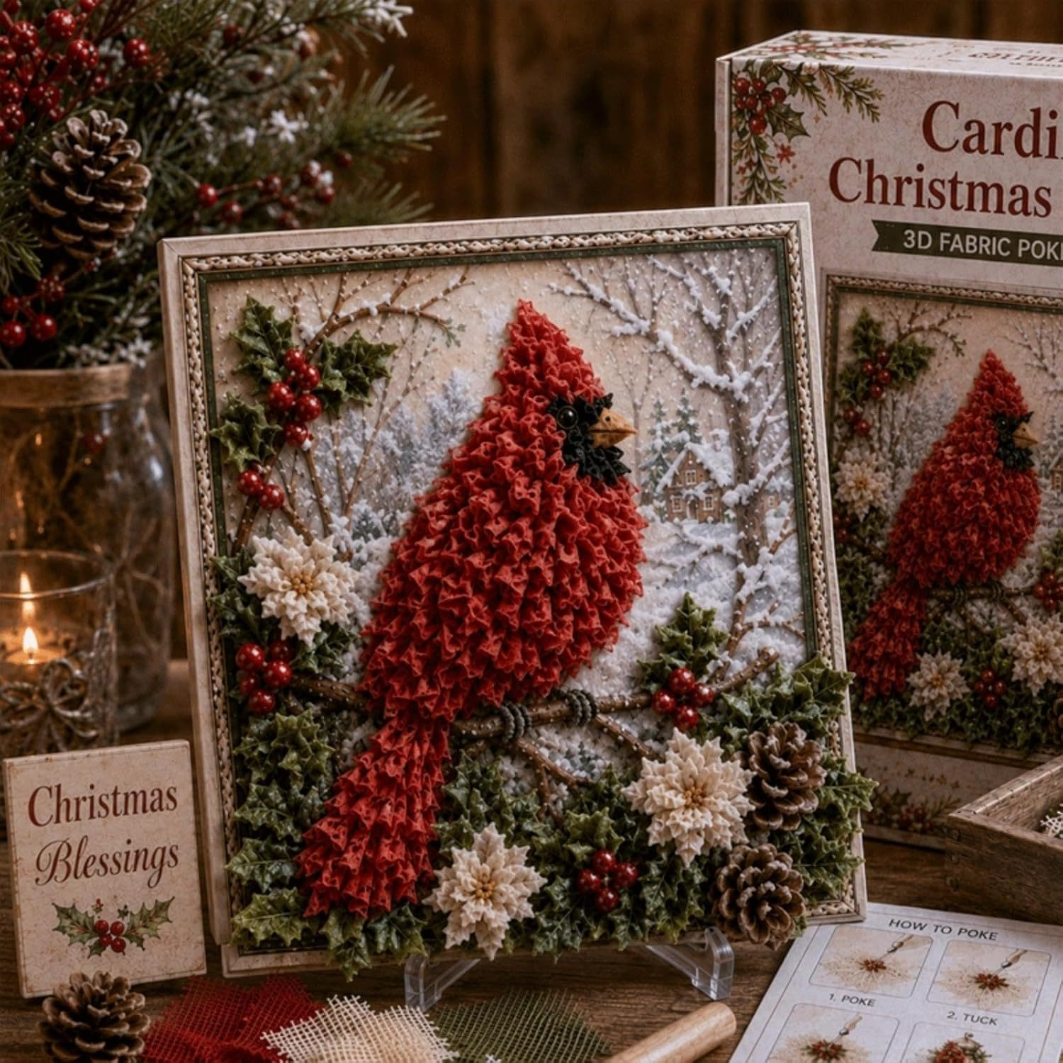 3D Christmas Fabric Poke Art Kit