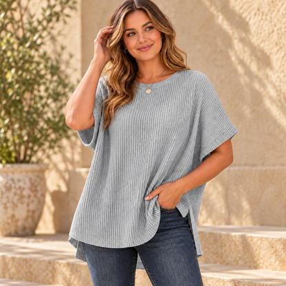 💕Women's Oversized Cotton Knit Top – Flattering Loose Fit🍂
