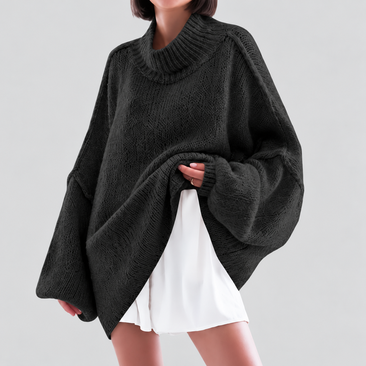 🍂 Oversized Batwing Sleeve Knit Sweater – Effortless Fall Style! 💕