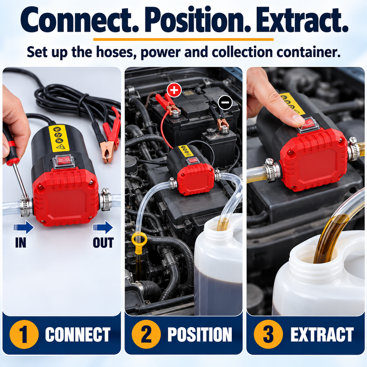 🛠️ 12V 80W Electric Oil Extractor & Diesel Transfer Pump Kit with Hoses – For Compatible Cars, Trucks, RVs & Boats
