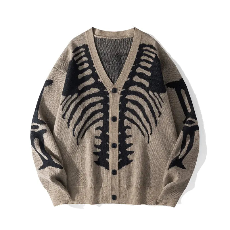 Skeleton Ribcage Oversized Knit Button Cardigan