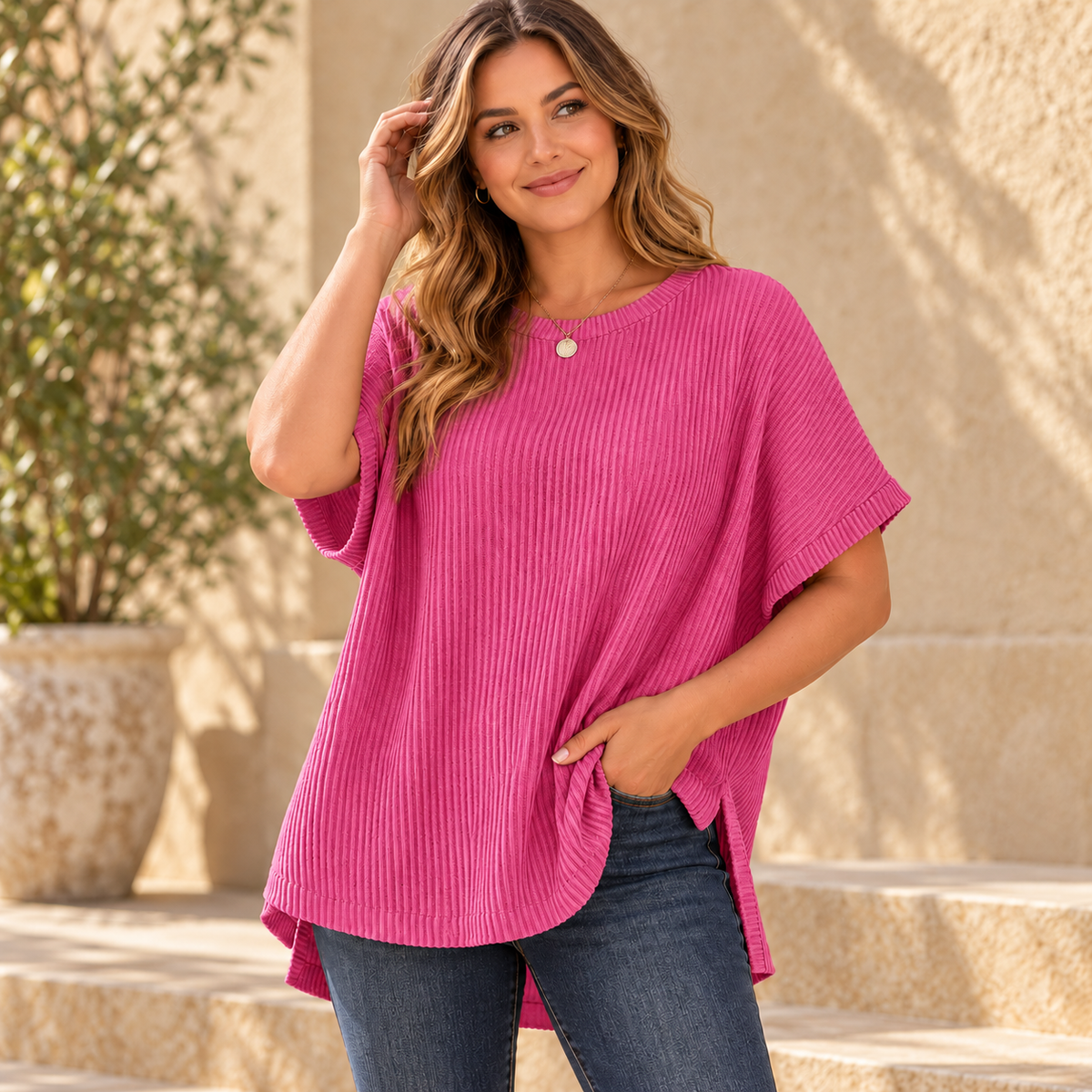 💕Women's Oversized Cotton Knit Top – Flattering Loose Fit🍂