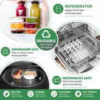 2-Compartment Reusable Snack Containers with Lids – Stackable Meal Prep Set