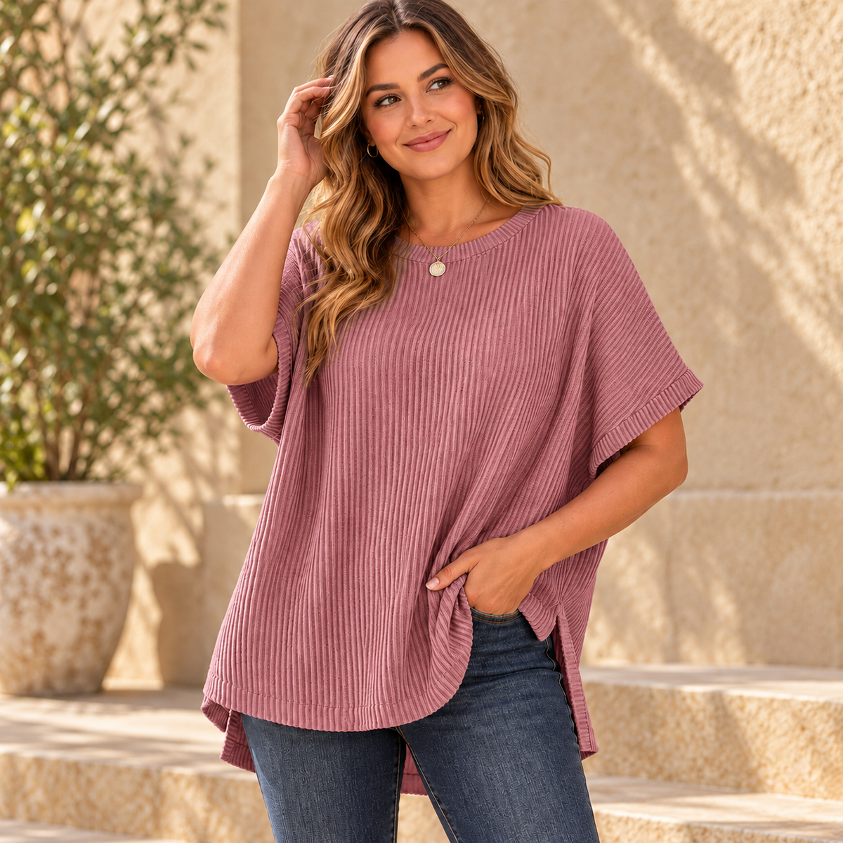 💕Women's Oversized Cotton Knit Top – Flattering Loose Fit🍂