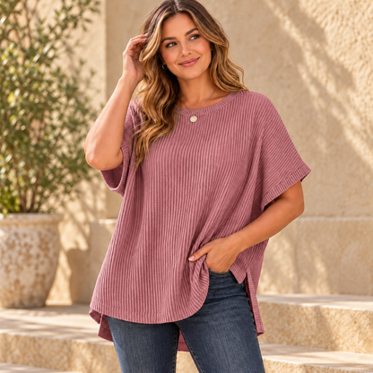 💕Women's Oversized Cotton Knit Top – Flattering Loose Fit🍂