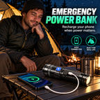 Military-Grade 2-in-1 Zoomable Tactical Flashlight & Emergency Power Bank: Ultra-Bright LED, COB Work Light & 5400mAh High-Capacity Battery 🔦⚡