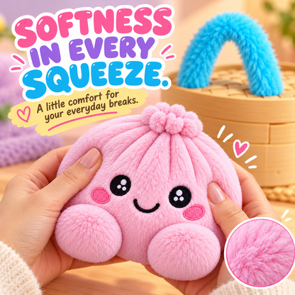 🥟 Cute Dumpling Plush Toy – Soft & Slow-Rebound Stress Relief Stuffed Animal with Bamboo Steamer Case🌈