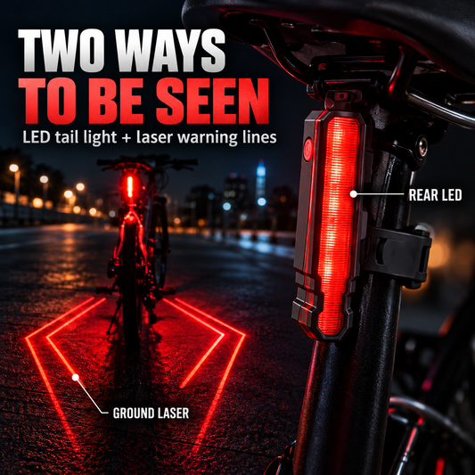 🚴 6-Mode USB Rechargeable LED Bike Tail Light with Laser Safety Lines