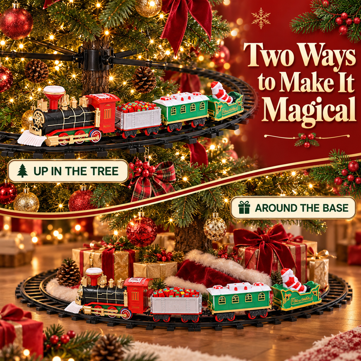 🎄 Animated Christmas Train Set for Around the Tree