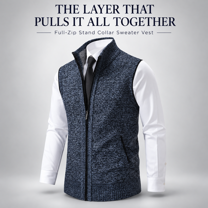Men’s Full-Zip Stand Collar Sweater Vest