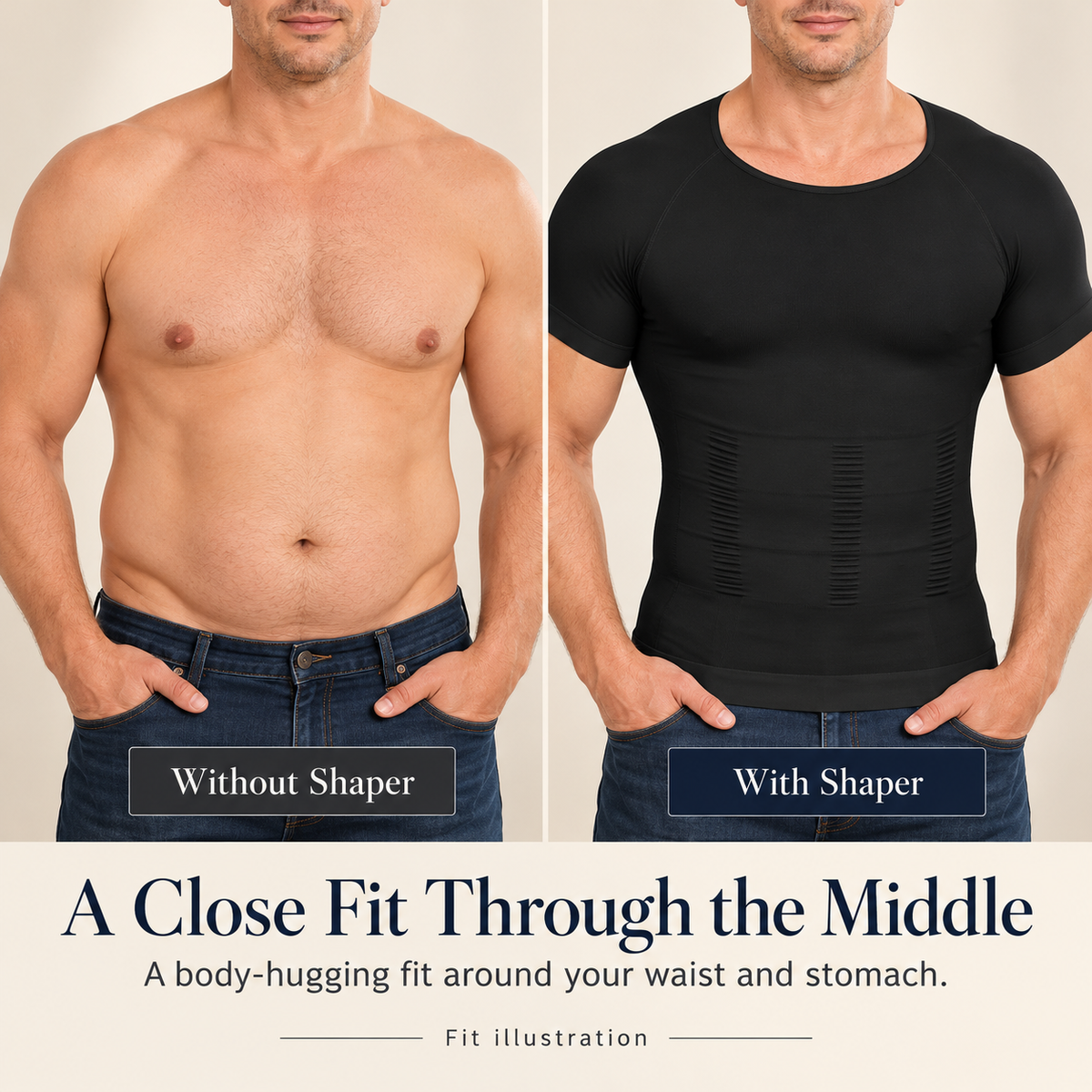 🔥 Men's Tummy Control Shapewear Shirt – Slimming Compression Top for Everyday Wear