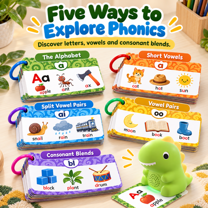 🦖 Little Learning Dino – Interactive Talking Flash Cards for Kids | Montessori Educational Toy