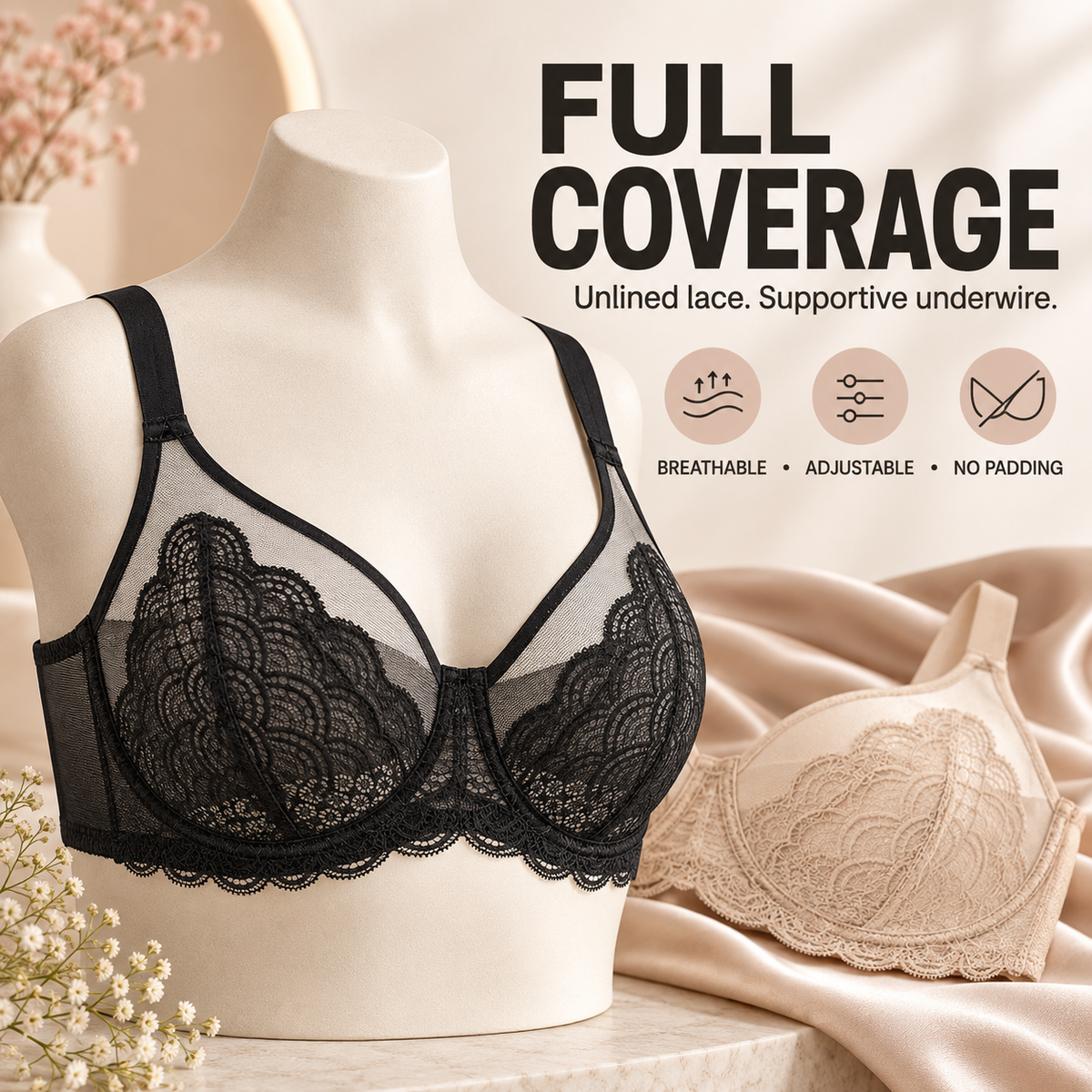 Full-Coverage Lace Minimizer Underwire Bra