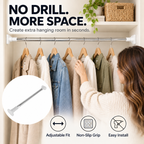 🛠️ Adjustable No-Drill Tension Rod for Closets, Bathrooms & Small Spaces