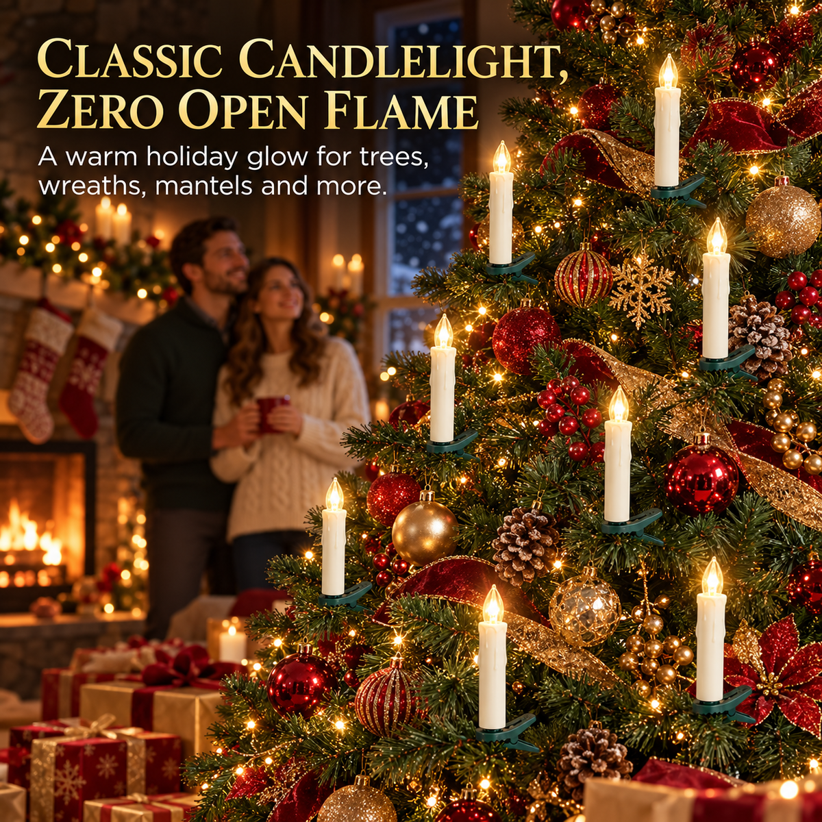 Flameless Clip-On Candle Lights with Remote — 10/20 Pack Holiday Set