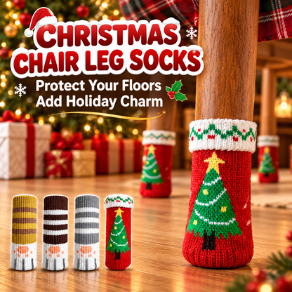 16/24 Pcs Christmas Knit Chair Leg Socks with Felt Pads – Non-Slip Furniture Floor Protectors
