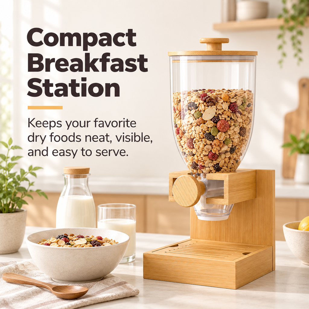 Bamboo Cereal Dispenser Countertop