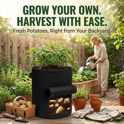 2-Pack Potato Grow Bags with Harvest Window – Breathable Fabric Planters with Handles, Easy Harvest & Reusable Design
