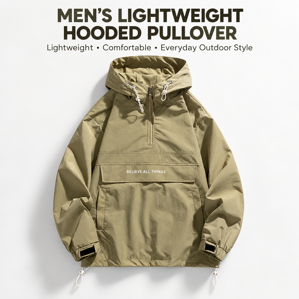 Men’s Lightweight Half-Zip Hooded Windbreaker