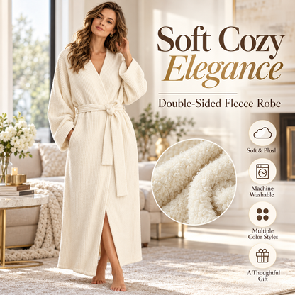 Women’s Long Plush Fleece Robe – Cozy Winter Loungewear