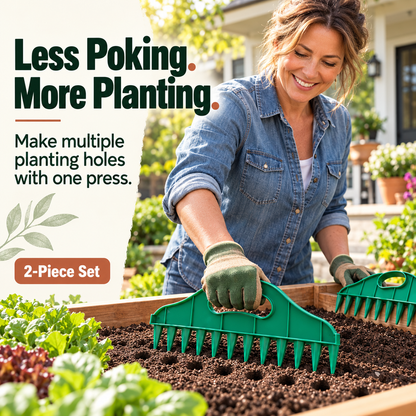 🌱 Garden Seed Spacing Tool – Multi-Row Soil Dibbler & Furrow Maker