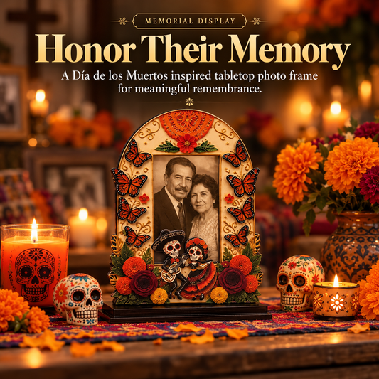 Wooden Day of the Dead Memorial Picture Frame
