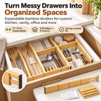 Adjustable Bamboo Drawer Dividers for Kitchen and Home