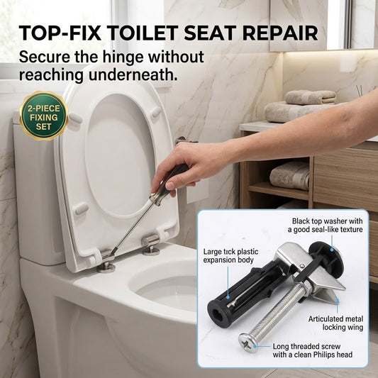 Top-Fix Toilet Seat Hinge Repair Kit – Expansion Bolts for Loose Toilet Seats