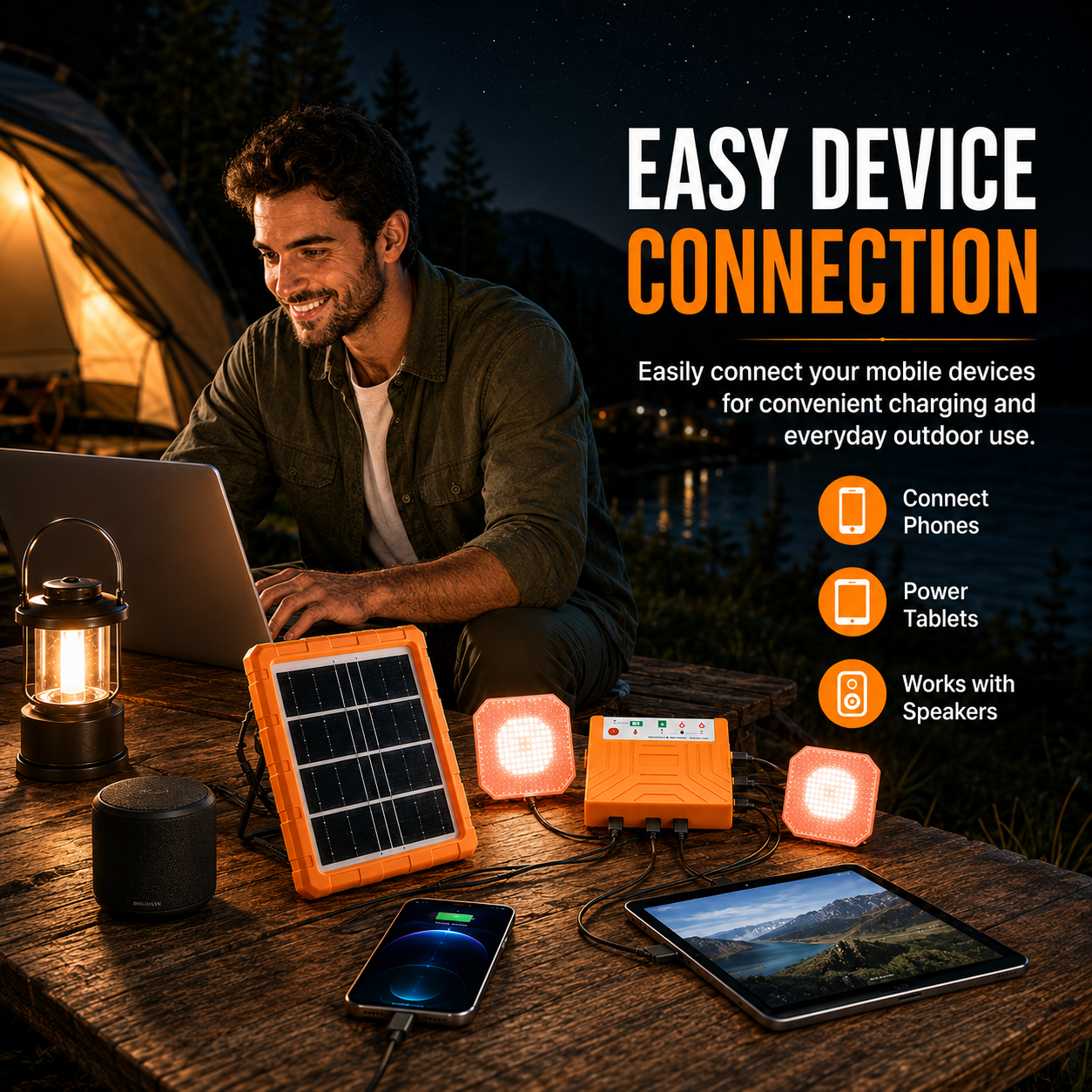 ☀️ Portable Solar Power Station & Outdoor Solar Generator Kit — All-In-One Backup Power, USB Device Hub & LED Camping Light 🏕️🔋